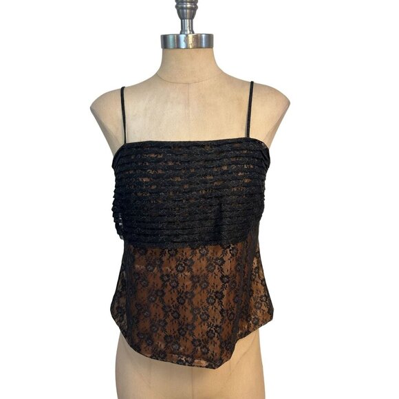 Guy Laroche Paris Black Lace Sleeveless Top Size 40 US 6 - Picture 1 of 5